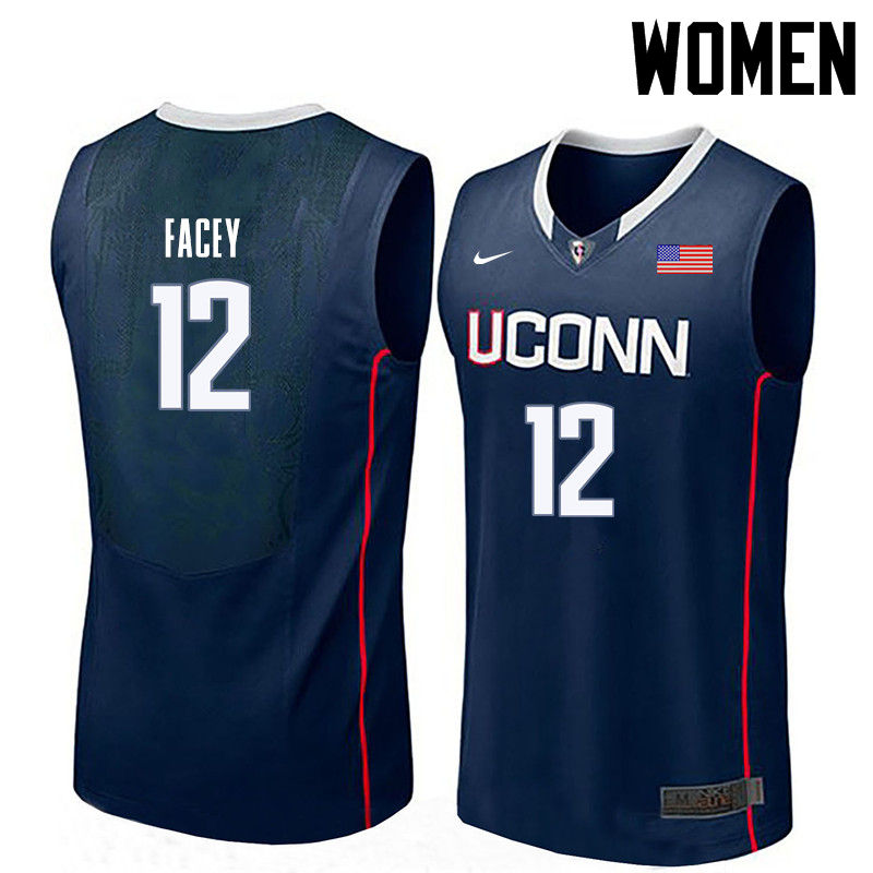 Women Uconn Huskies #12 Kentan Facey College Basketball Jerseys-Navy